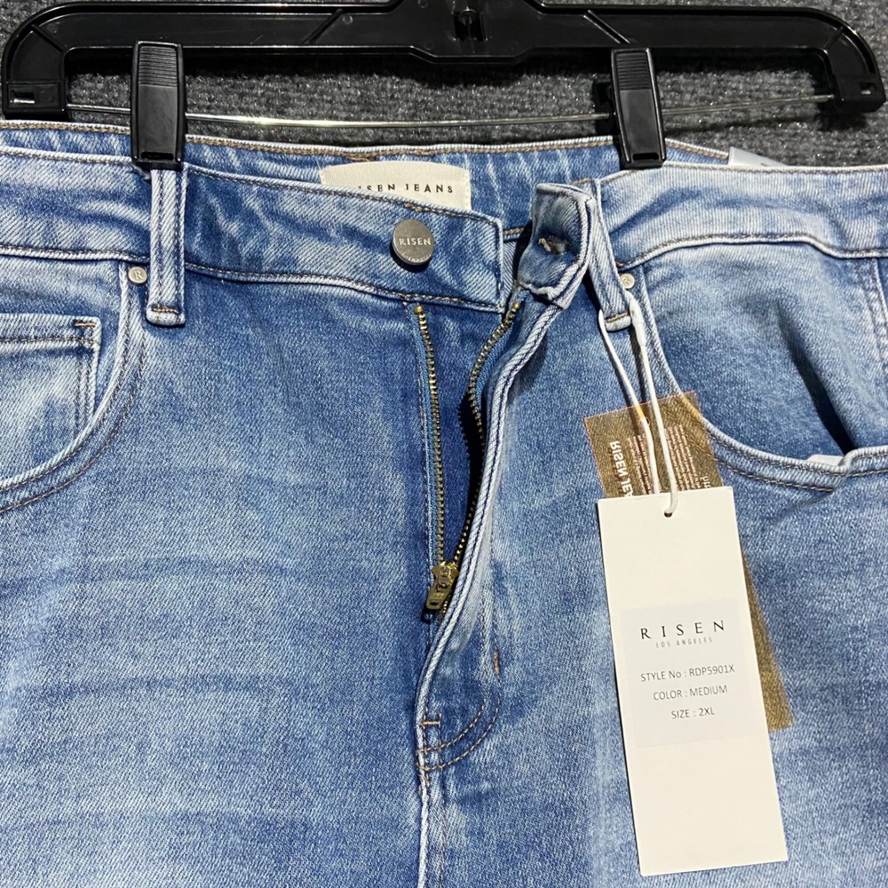 Risen Jeans Women's Size 2XL Medium Wash Wide Leg High Rise Denim Pants RDP5901X - Picture 5 of 12